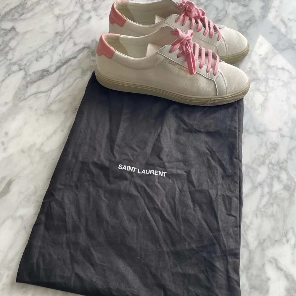 Saint Laurent Men’s White and Pink Sneakers, size 42 (9) - Picture 2 of 11